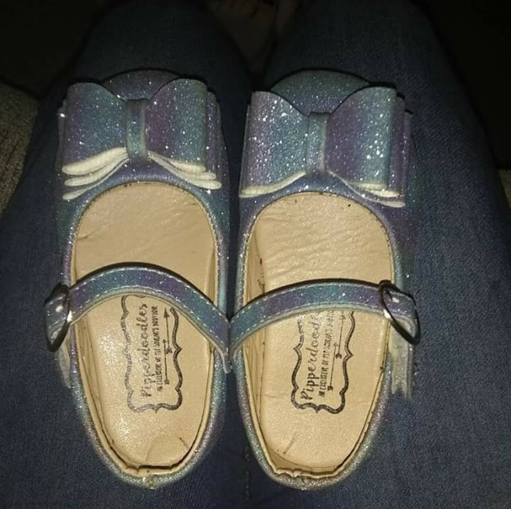 Blue/Purple shimmer Bow shoes